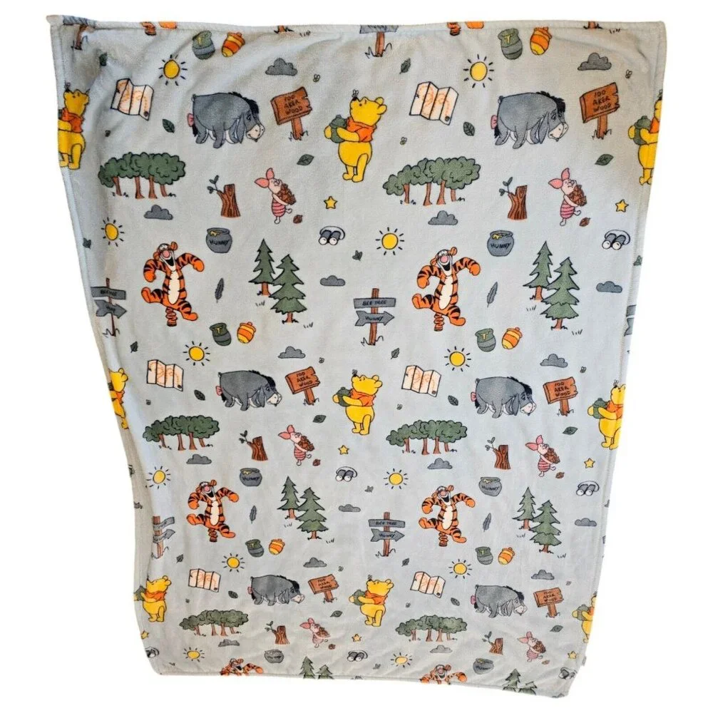 Winnie The Pooh Light Blue Plush Throw Blanket Tiktok Viral 50 X‎ 70 NWOT